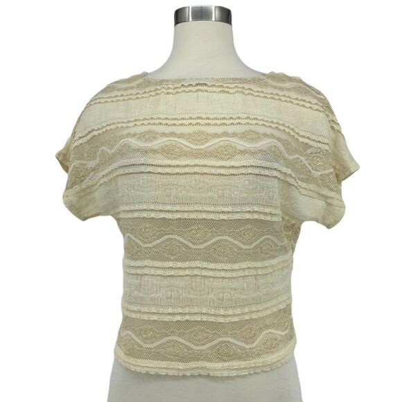 UO Sparkle & Fade Sheer Shimmery Lace Crop Top - Picture 1 of 7